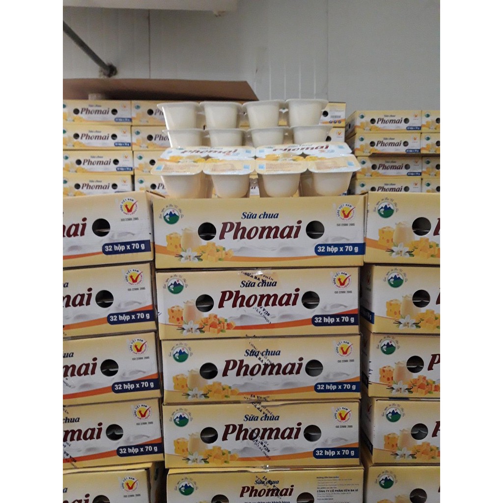 Sữa Chua BA VÌ PHOMAI thùng 32 hộp x70g (Nhận đơn qua Grab/nowship hoặc liên hệ Công ty ship trực tiếp)