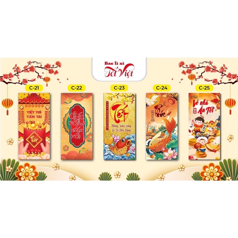 COMBO 5 BAO LÌ XÌ năm mới mẫu ngẫu nhiên