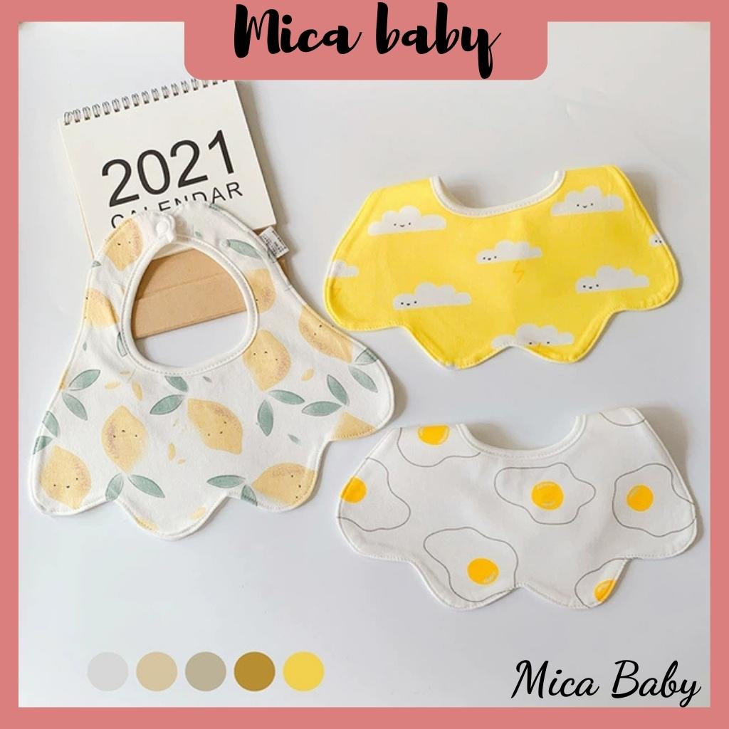 Set 3 yếm cổ cho bé ăn dặm hình dẻ quạt chất cotton Mica baby YC07