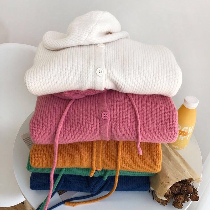 Áo len cardigan hoodie liền mũ phong cách Hàn Quốc KL01