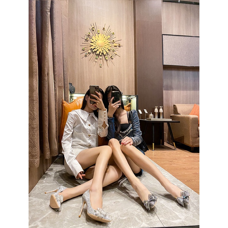 ♠NoGiày Cao Gót Mũi Nhọn Pha Lê Thời Trang Mới 2021 Cho Nữ