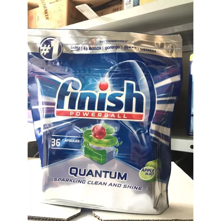 Viên rửa bát Finish Quantum Max 36 viên - viên rửa chén bát chính hãng cao cấp