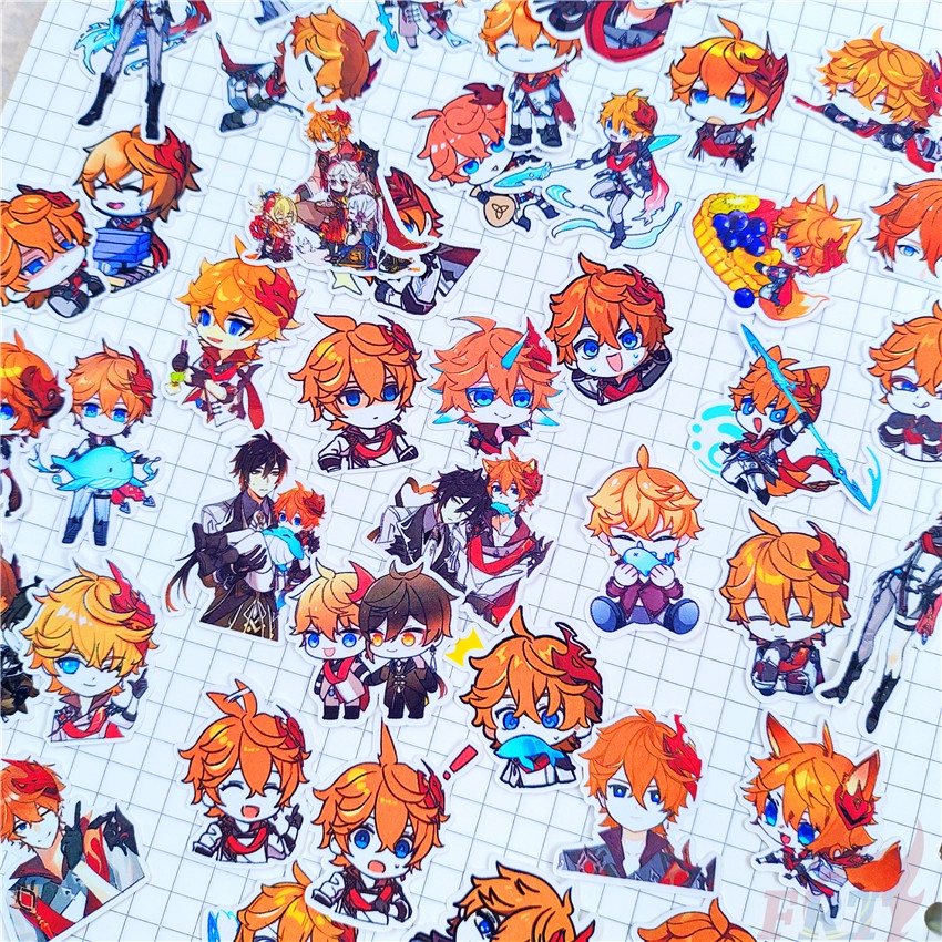 ★★★ Tác động của Genshin. Sticker Dán Trang Trí Nhật Ký Mini Tartaglia Q-1 ★★★ 60 Miếng Dán Trang Trí Album Thời Trang (Size: 2~3cm)