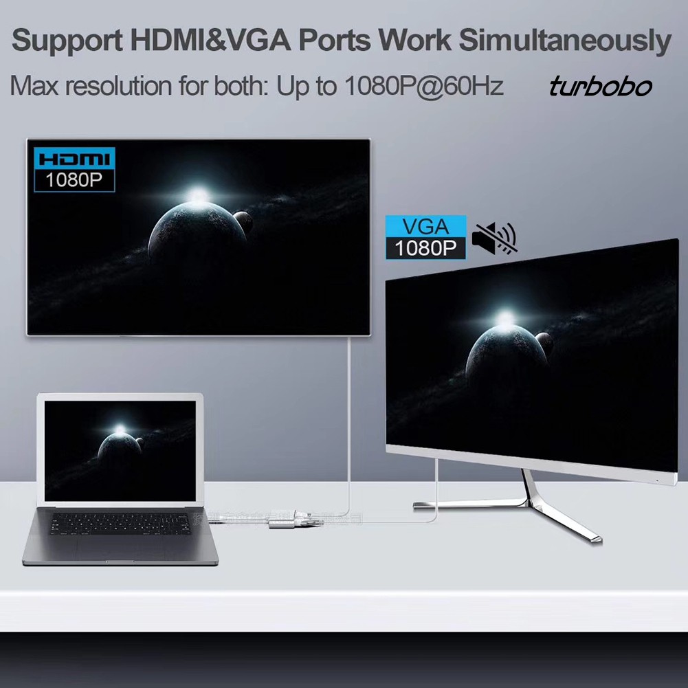 Bộ Chia Cổng Sạc / Âm Thanh / Hình Ảnh Từ C Sang Hdmi 4k Vga Usb 3.0