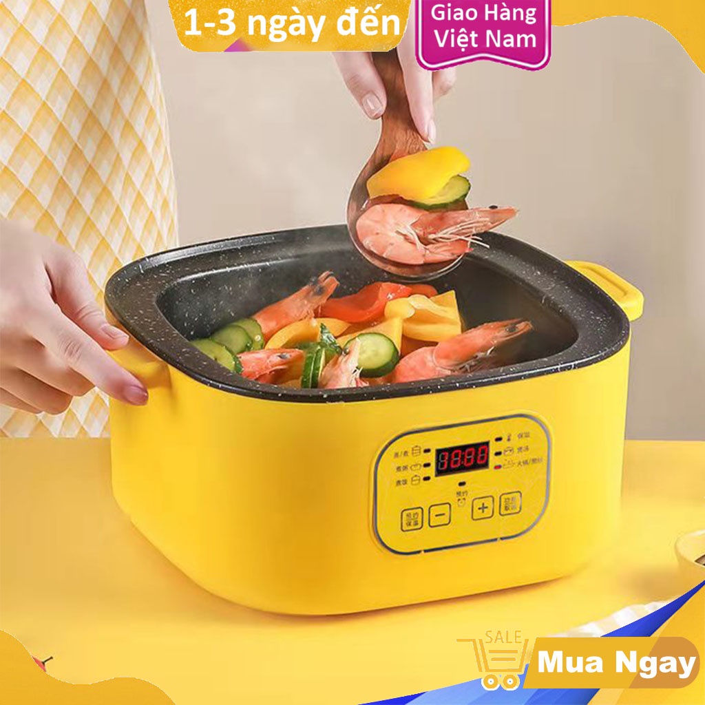 Nồi Lẩu Mini 26CM, Phù Hợp 1-3 Người Ăn, Xào, Hấp, Chiên, Nấu Cơm, Nấu Cháo Tặng Bộ Dụng Cụ Không Dính Nồi-BH 12 tháng