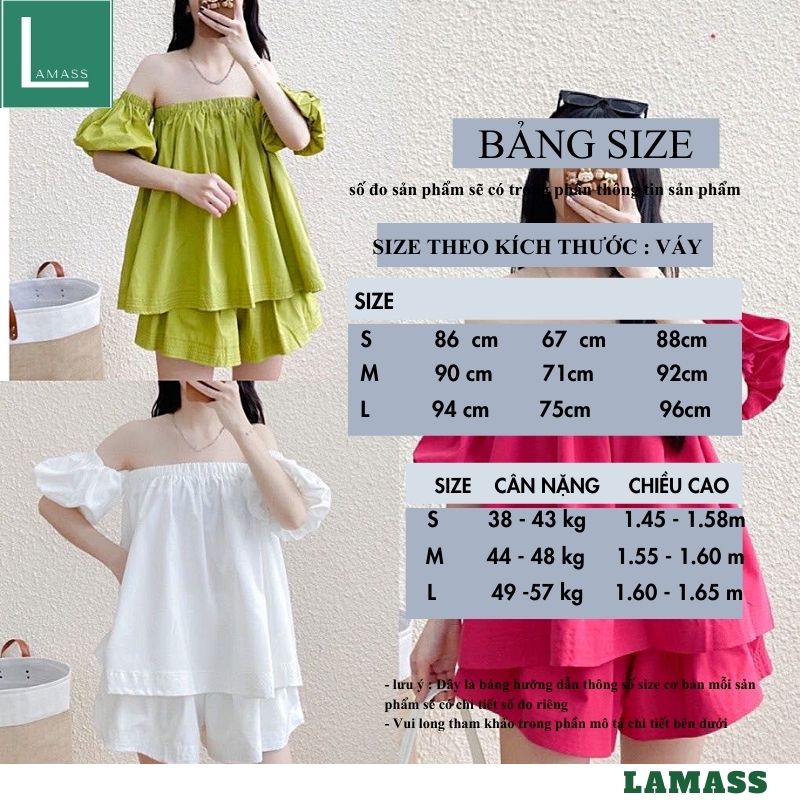 Set áo Trễ Vai Nữ Tay Bồng Kèm quần short chất thô mềm- áo babydoll nữ quần sooc ống rộng tiểu thư sang chảnh -LAMASS