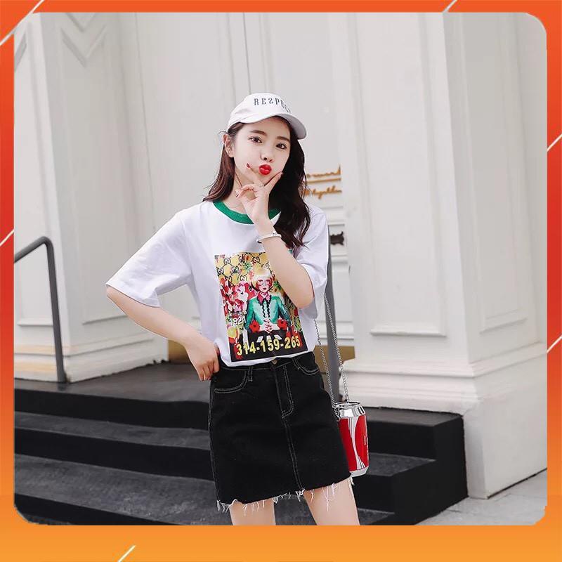 Áo thun nữ cổ tròn tay lỡ hàng quảng châu cao cấp phong cách Hàn Quốc năng động cá tính in phun 3d không bai xù AT114