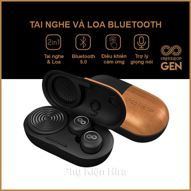 Bộ Tai Nghe Và Loa Bluetooth 5.0 Không Dây CROSSLOOP Cảm Ứng BH 1 Năm