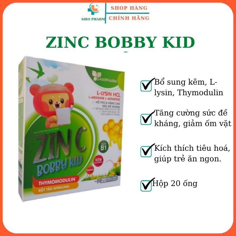 Kẽm cho bé ZIN C BOBBY KID, bổ sung Kẽm, Lysine, DHA, giúp cải thiện biếng ăn & tăng sức đề kháng cho trẻ