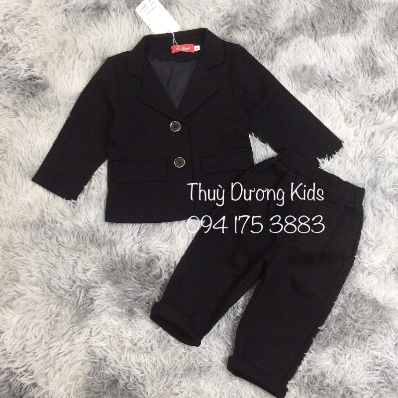 Bộ vest 2 chi tiết Le Monde màu đen cho bé trai 1-6y