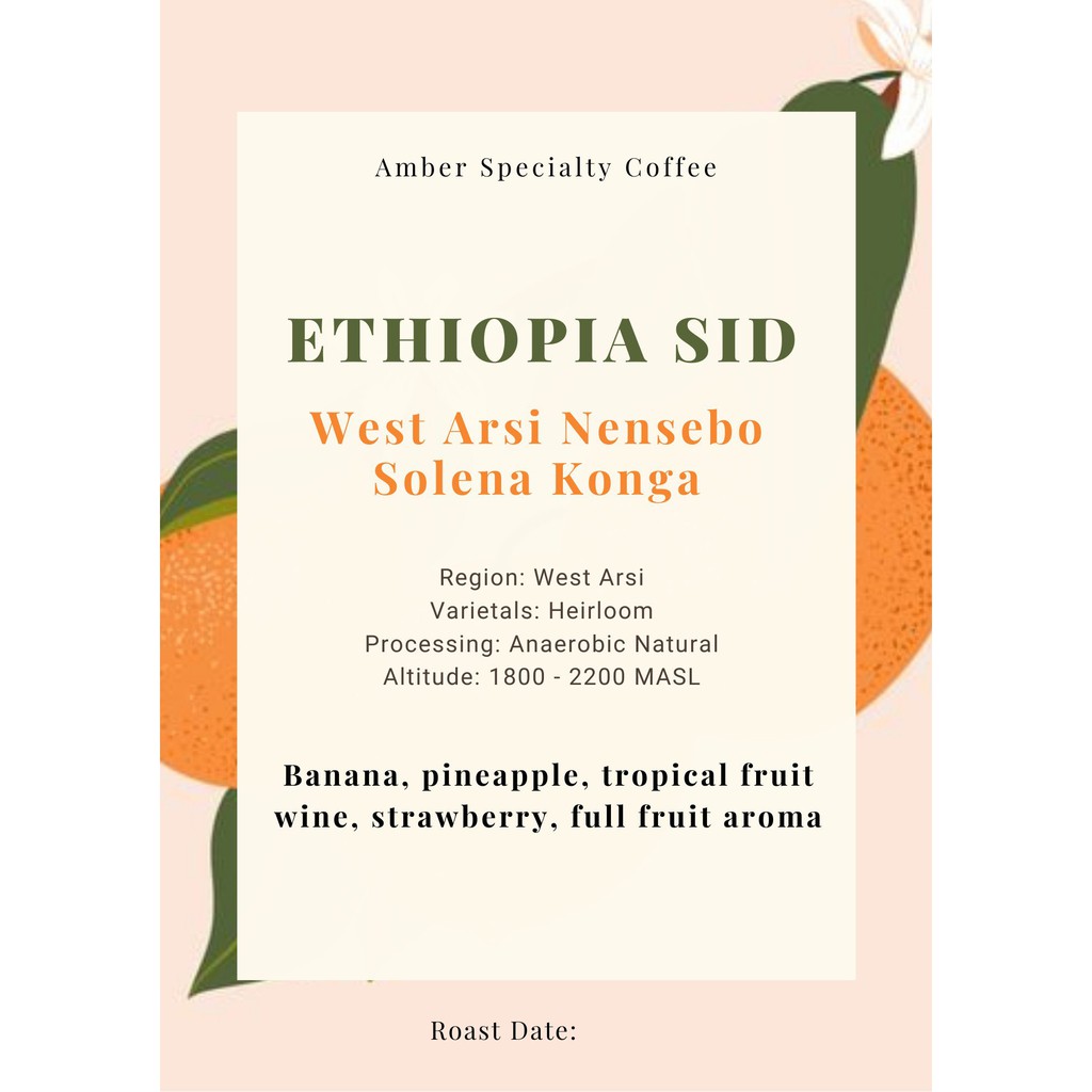 Cà phê Hạt rang Ethiopia Nensebo Solena Konga Anaerobic Natural G1 túi 150g