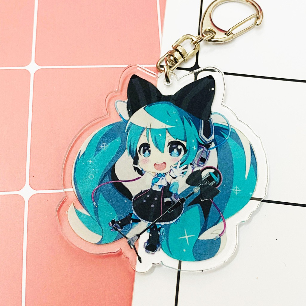 ( Mica trong acrylic ) Móc khóa Miku Hatsune quà tặng xinh xắn dễ thương in hình anime chibi