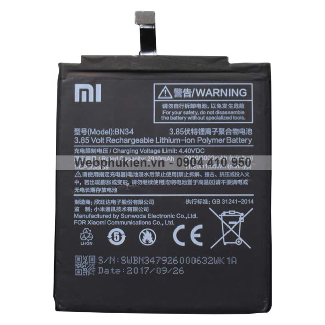 Pin Xiaomi BN 34 cho máy Mi 5A