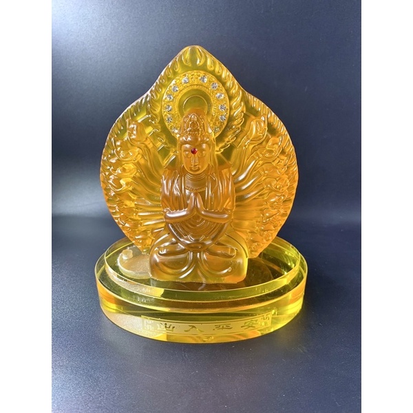 Tượng Phật Bà, Phật Tổ, Chuẩn Đề 2 mặt cao 16cm làm bằng lưu ly cao cấp đặt trên ô tô, phòng khách