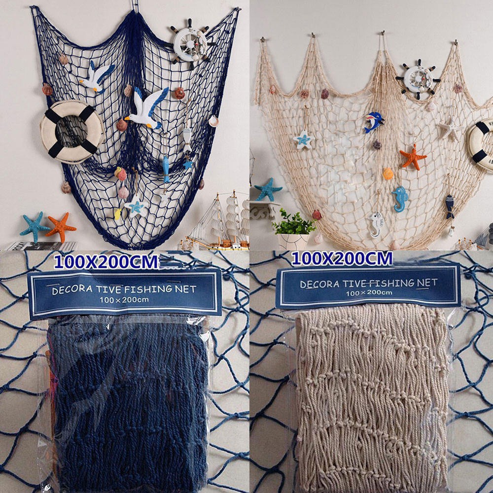 Tấm Lưới Treo Tường Lưới Đánh Bắt Cá Treo Tường Trang Trí Phụ Kiện Chụp Ảnh Decor Cao Cấp Tiện Lợi