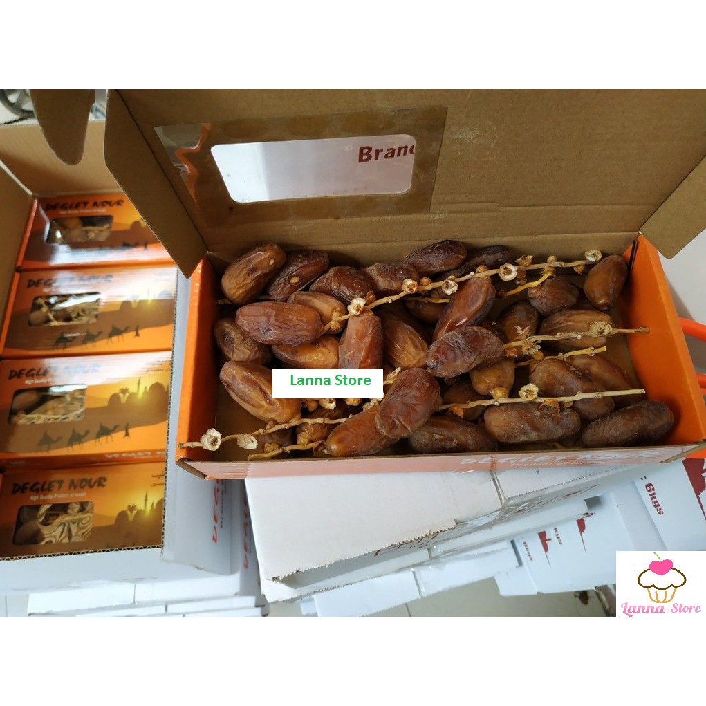 [HÀNG CHUẨN LOẠI 1] Chà Là Nguyên Cành Deglet Nour / Dates Sanwan / Galilee hộp 500 gram dẻo ngon chuẩn - Israel