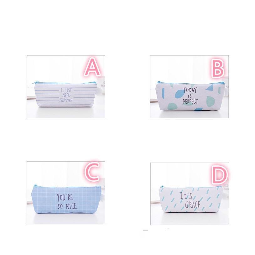 1 Máy Tính Đơn Giản Xanh Trắng Dễ Thương Nhỏ Tươi Đảo Xanh Túi Đựng Bút Học Sinh Tiểu Học Và Trung Học Đa Năng Dung Tích Lớn Túi Đựng Văn Phòng Phẩm