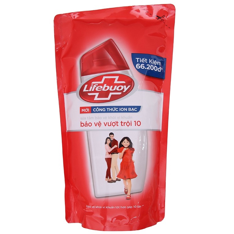 Sữa tắm Lifebuoy bảo vệ khỏi vi khuẩn vượt trội 10 lần bịch 833ml