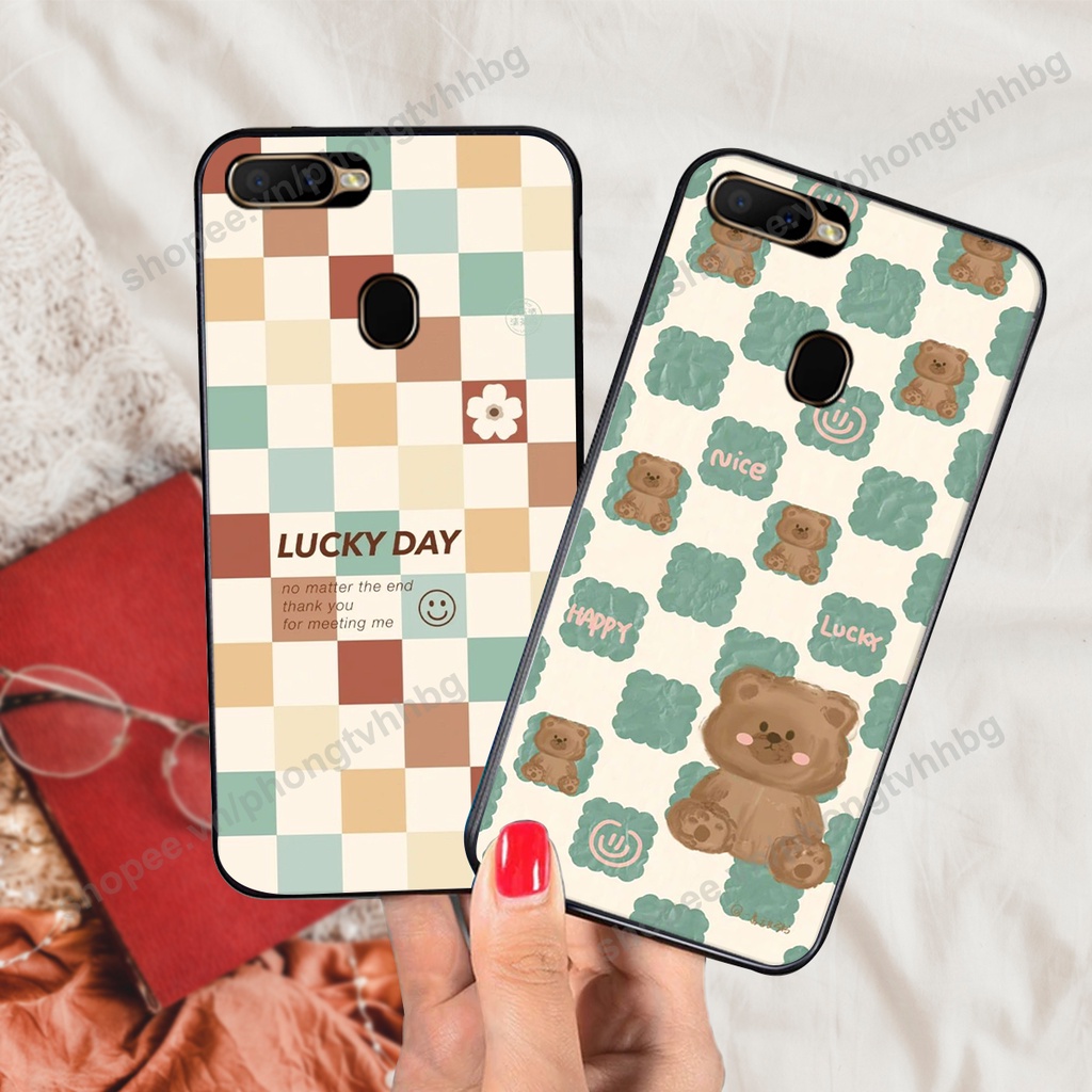 Ốp lưng Oppo A5s / A7 / F9 / A12 / Realme 2 Pro trái tim gấu thể thao , smile mặt cười cực cute