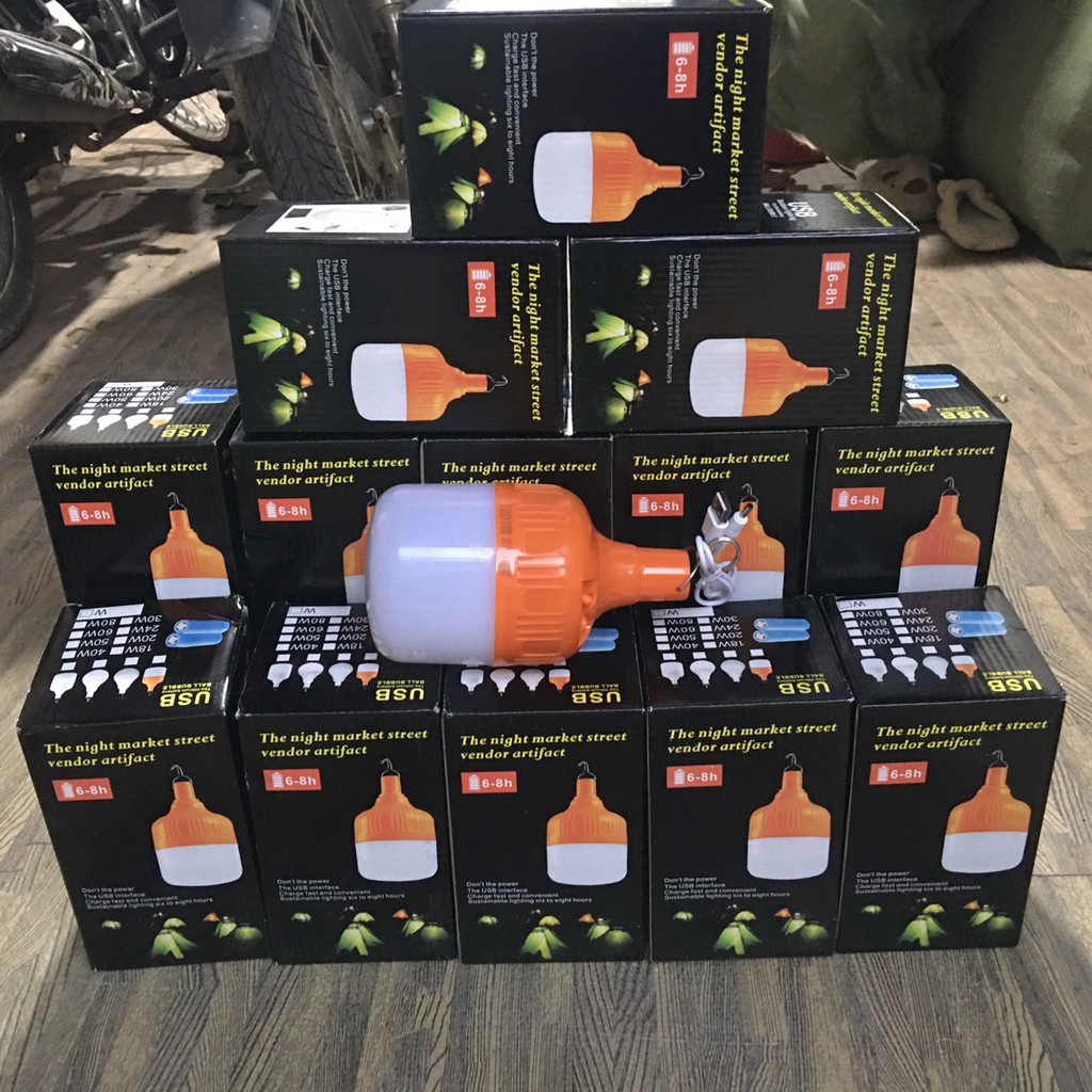 Bóng Tích Điện 6-8h loại 100W Có Móc Treo