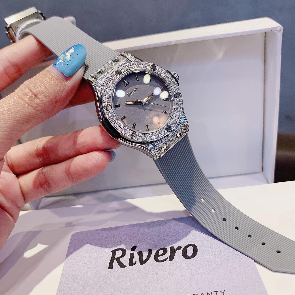 New 2022 Đồng Hồ Nữ Rivero , Size 34mm , Dây Cao Su Màu Xám