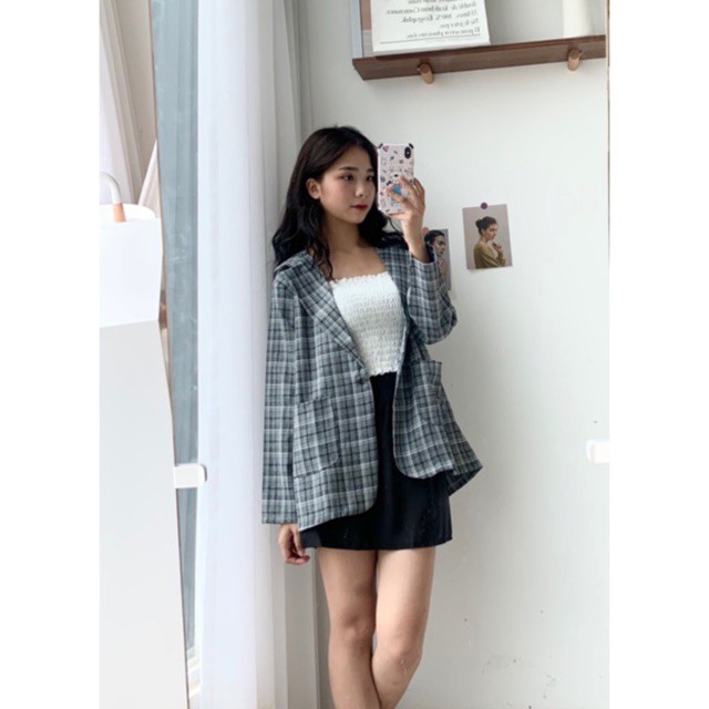 ÁO BLAZER KẺ HÀN QUỐC