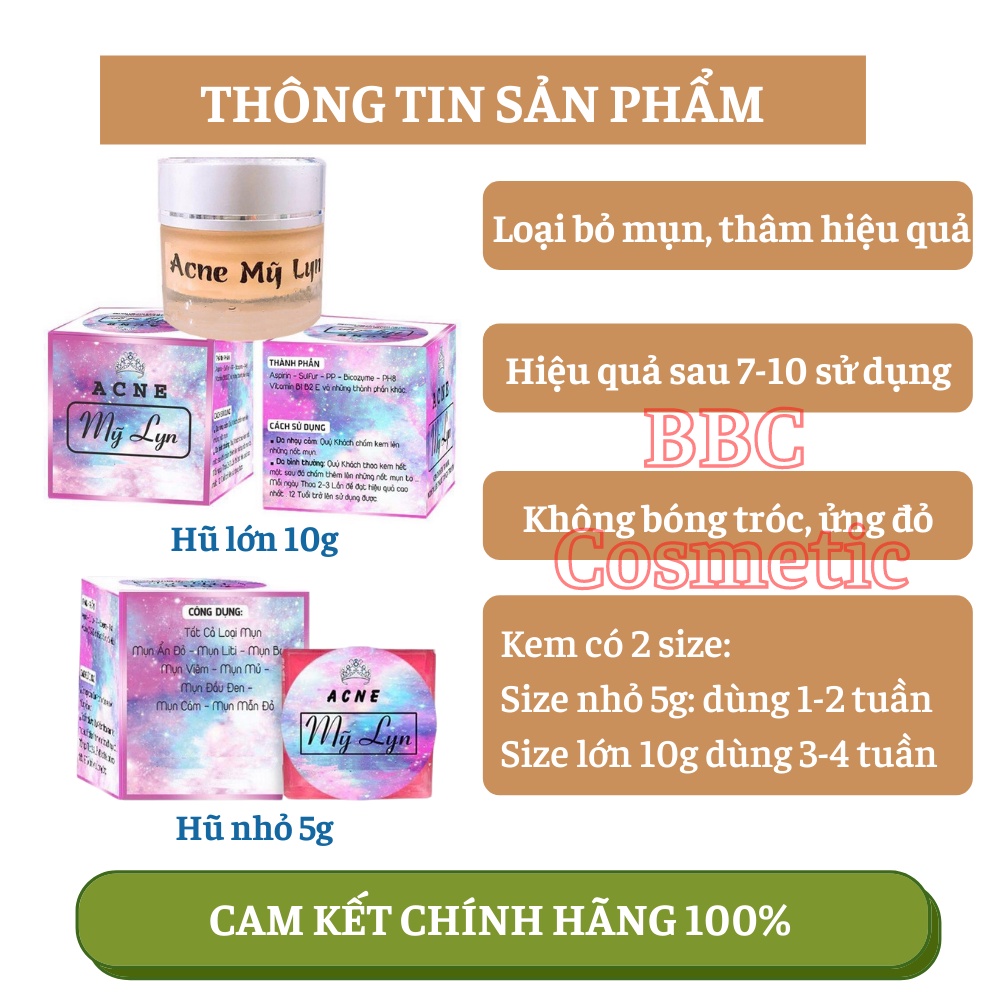 Kem Mụn Acne Mỹ Lyn giúp giảm mụn, ngừa thâm hiệu quả sau 7-10 ngày sử dụng BBC Cosmetic