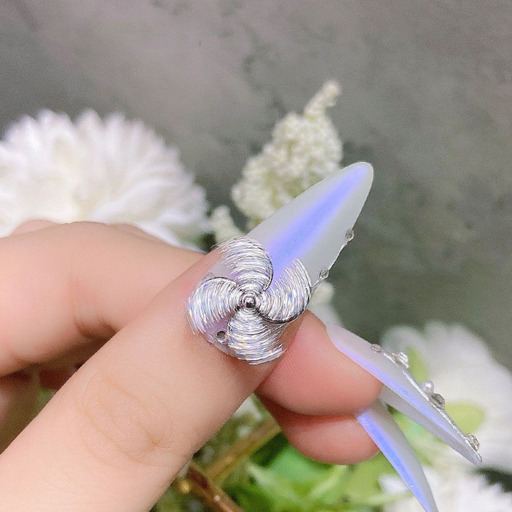 [Hàng mới về] Phụ kiện trang trí móng tay hình cối xay gió hai lớp đính đá zircon nhiều màu tùy chọn DIY