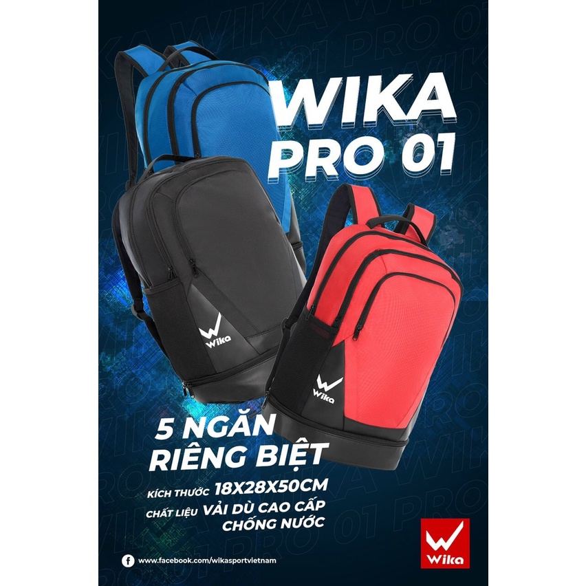 Balo Chính Hãng WIKA Pro 01 Thiết Kế Rộng Rãi, Chất Liệu Cao Cấp Chắc Chắn, Gồm 5 Ngắn BALO1