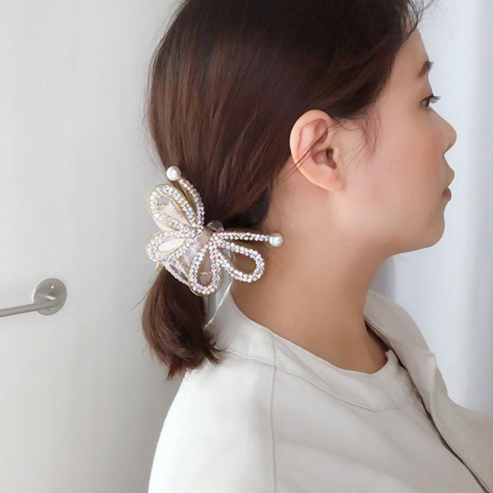 Dây Cột Tóc Scrunchies 15H Bằng Cao Su Organza Đính Nơ Xinh Xắn Giá Đỡ