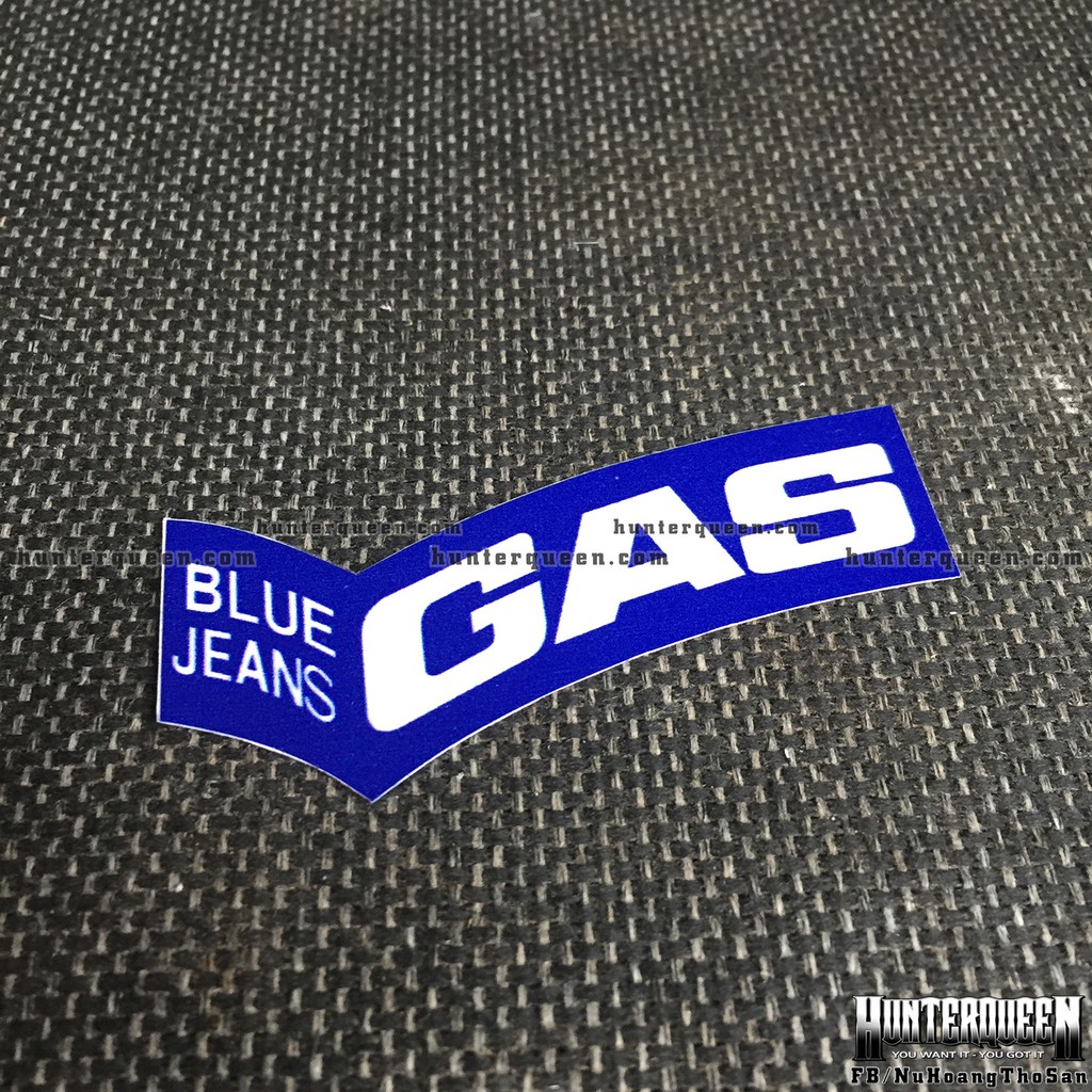 Logo GAS[7.9x3.3cm] trắng xanh. Hình dán decal siêu dính, chống nước, tem đua trang trí