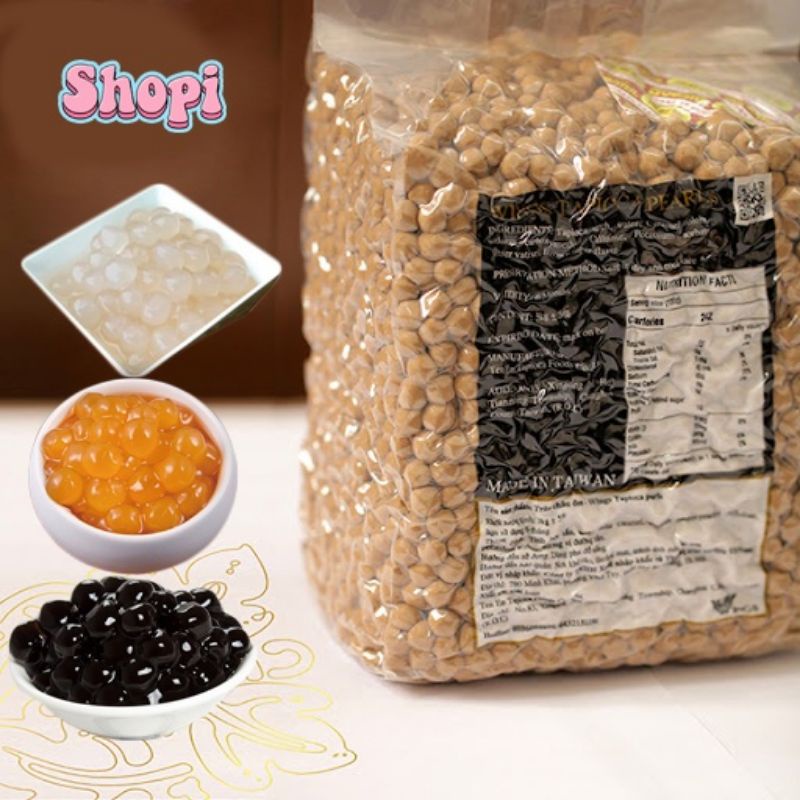 Gói 1kg Trân Châu Đen - Trắng - Hoàng Kim nấu trà sữa trân châu , Topping Trà Sữa