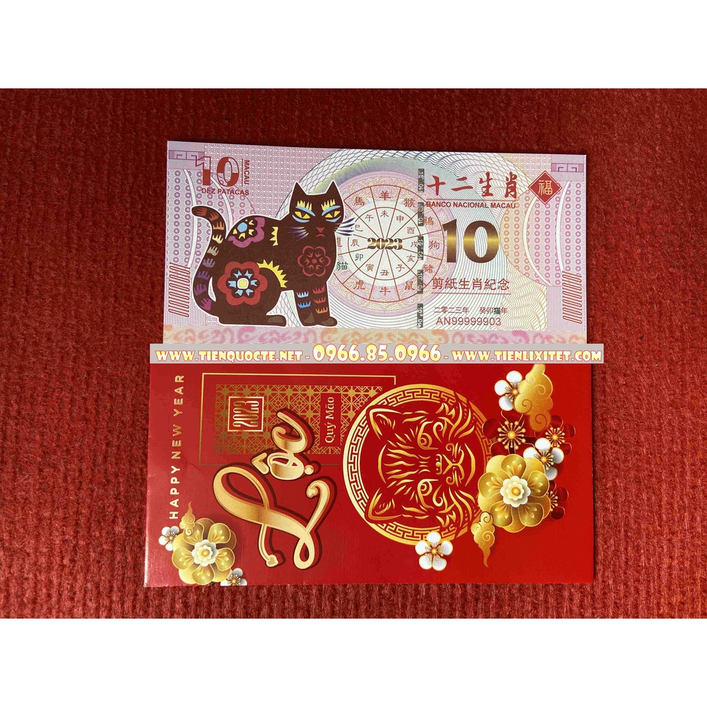 [Lưu niệm Tết 2023] Tiền Con Mèo Kỷ Niệm Macao 10 patacas Lì Xì Tết Nhâm Dần