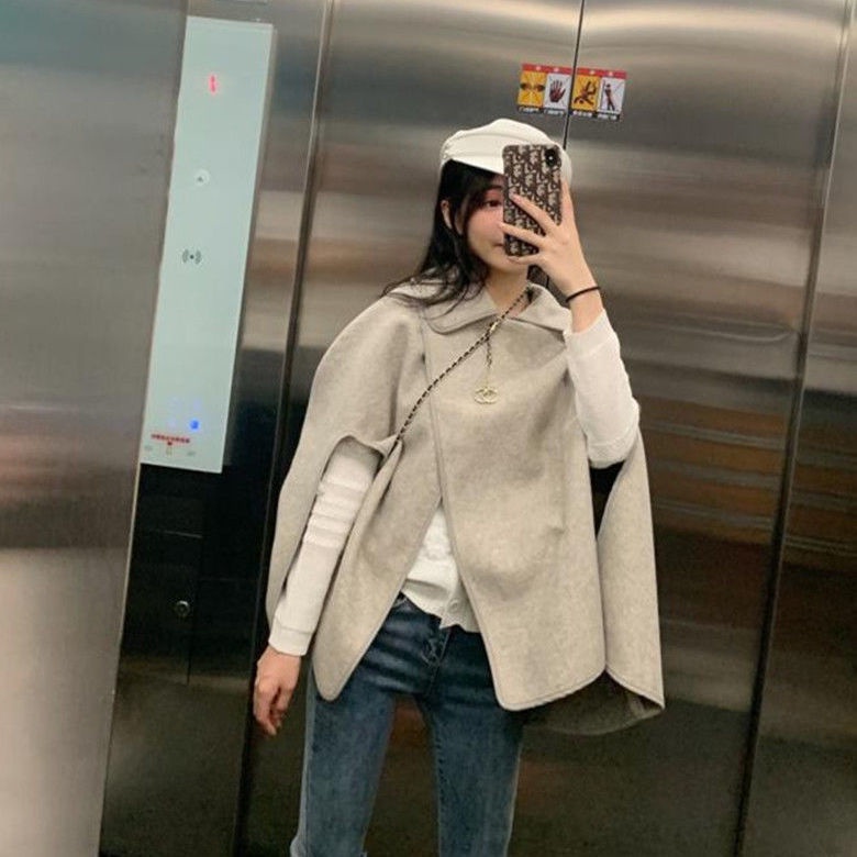 Áo choàng len dáng rộng thời trang thu đông cho nữ | BigBuy360 - bigbuy360.vn