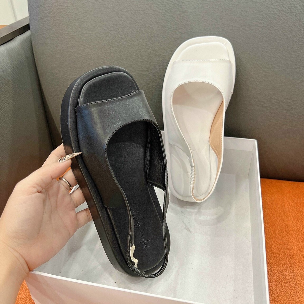 dép quai hậu nữ hai màu đen trắng