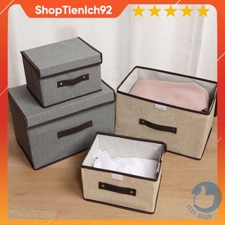 2 hộp vải đựng đồ thùng đựng quần áo đồ chơi đa năng bằng vải cứng cắp có nắp đậy tienich92 tienich
