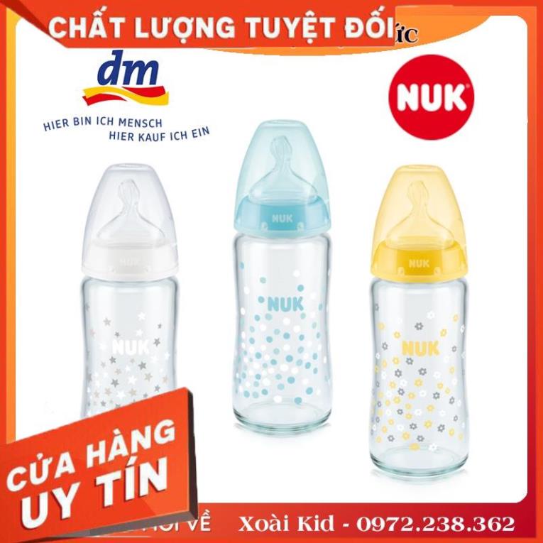 BÌNH SỮA  CỔ RỘNG NUK THỦY TINH ĐỨC -Nội địa Đức Đủ Bill
