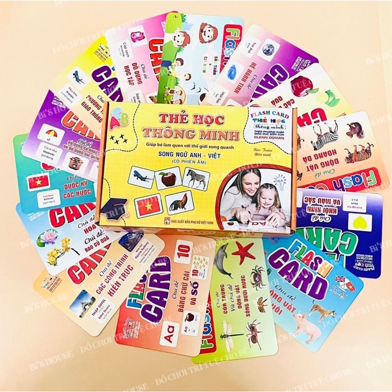 Bộ Thẻ Học Thông Minh 16 Chủ Đề loại to song ngữ tiếng Anh loại chuẩn Glenn Doman Flashcard