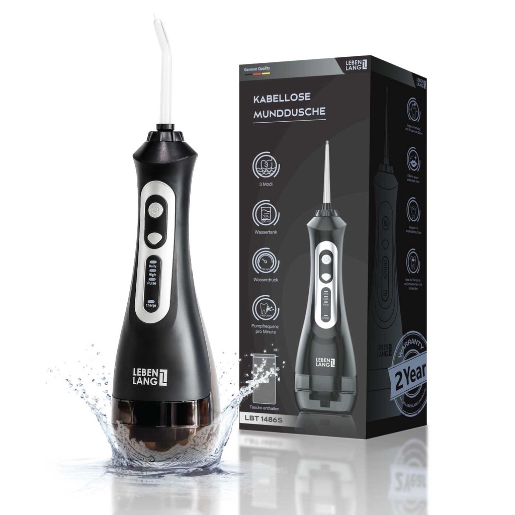 Máy tăm nước LEBENLANG cầm tay LBT1486 chống thấm IPX7, tặng kèm đầu xịt và túi vải đựng máy cao cấp - hàng chính hãng