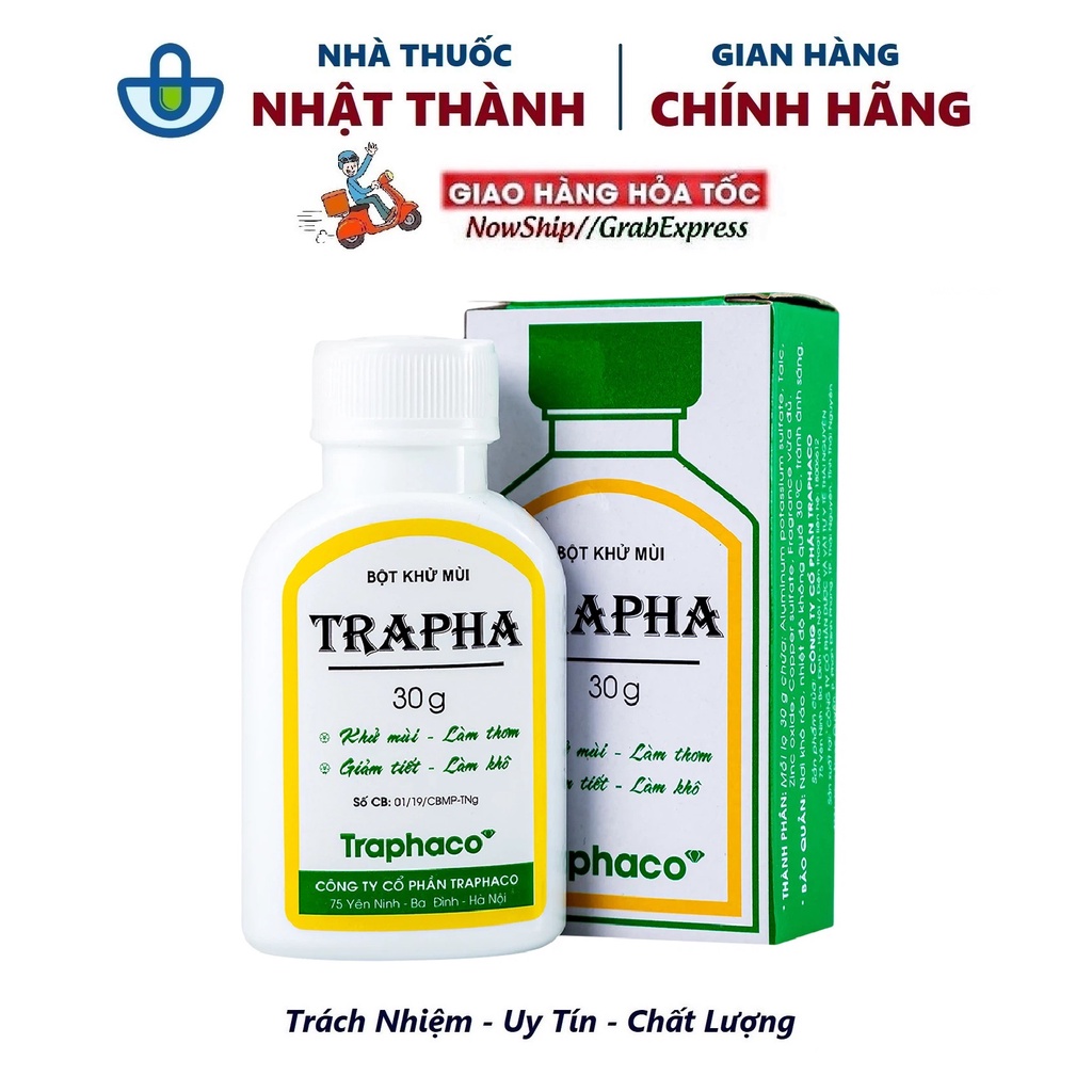 BỘT KHỬ MÙI HÔI CHÂN, GIÀY - TRAPHA 30g - Nhà thuốc Nhật Thành