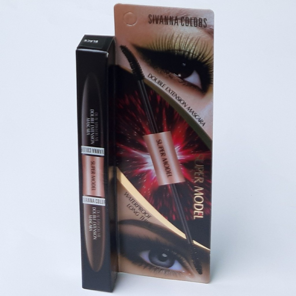 [1 Đầu Nâu,1 Đầu Đen] Mascara SUPER MODEL Sivanna 2 đầu không thấm nước dày &amp; tơi mi – Thái Lan