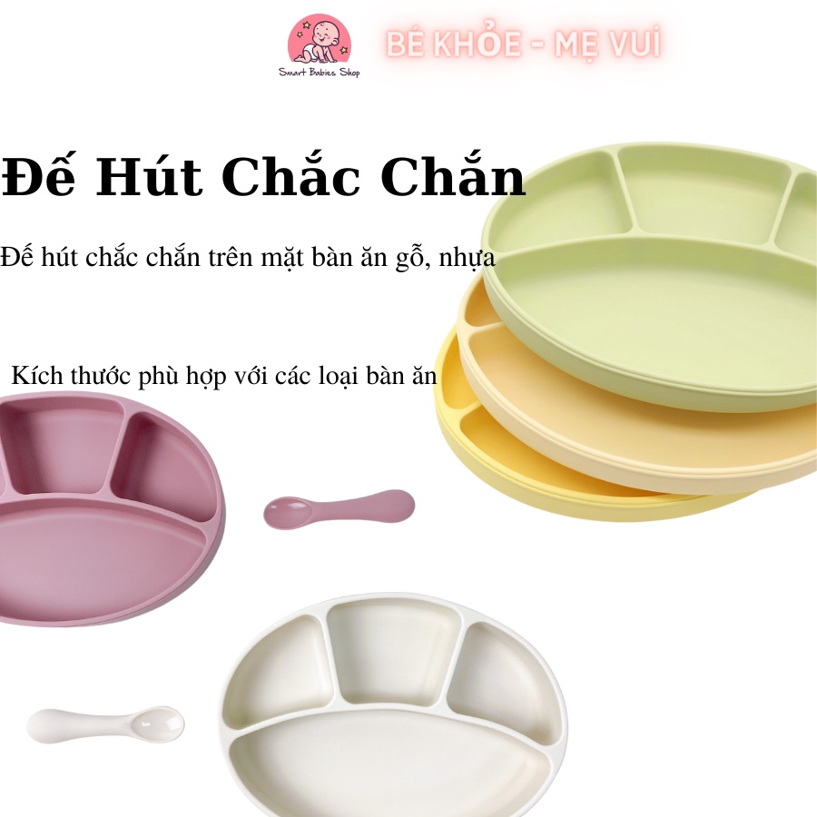 KHAY ĂN DẶM SILICONE, KHAY SILICONE 4 NGĂN BABYSI CHO BÉ ĂN DẶM