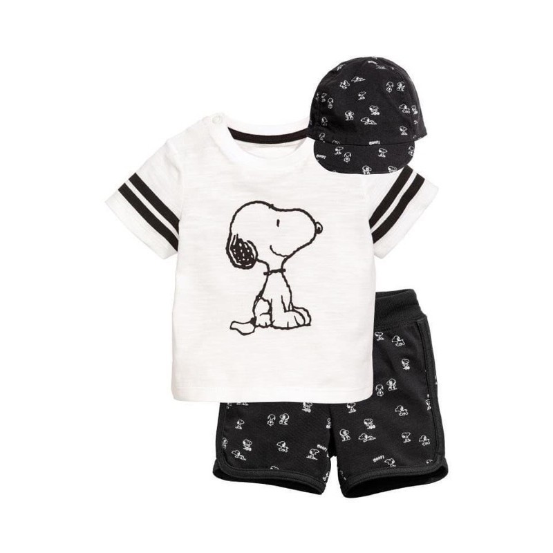 [Mã SKAMSALE06 giảm 10% tối đa 100K đơn 150K] BÁN SỈ BỘ CHÓ SNOOPY ÁO TRẮNG MIX QUẦN ĐEN CHO BT