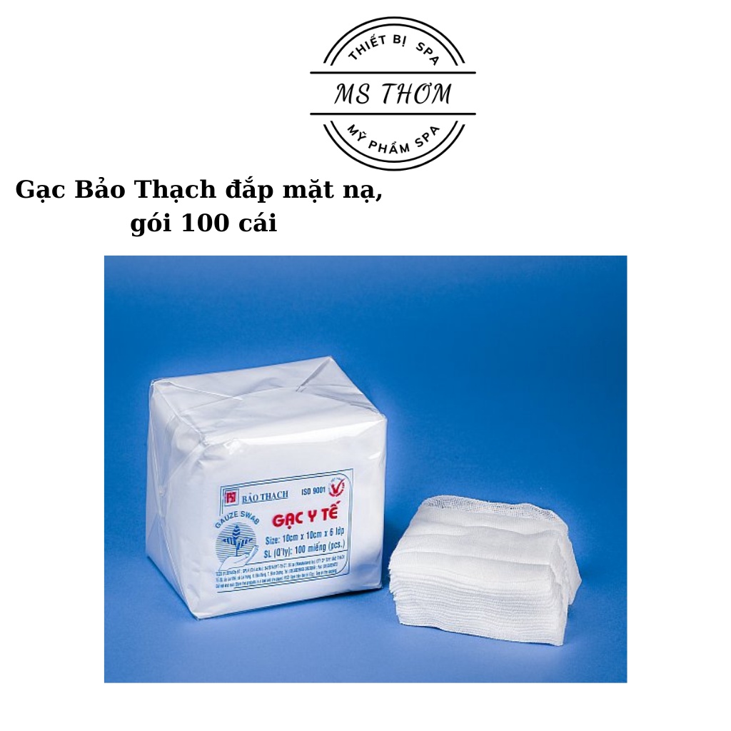 Gạc y tế Bảo Thạch đắp mặt nạ kích thước 10cmx10cmx6 lớp - gói 100 miếng