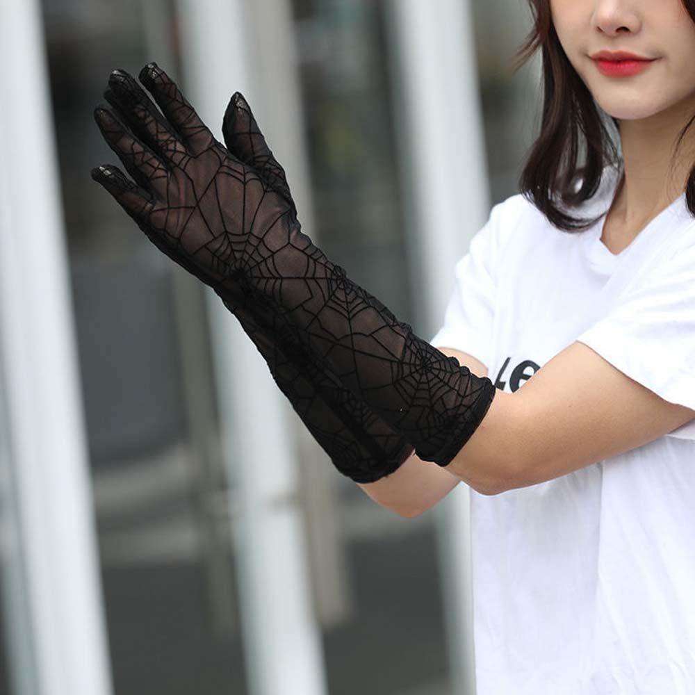 Găng Tay Lái Xe Dài Bằng Lưới Trong Suốt Chống Tia UV Thoáng Khí Thanh Lịch Cho Nữ