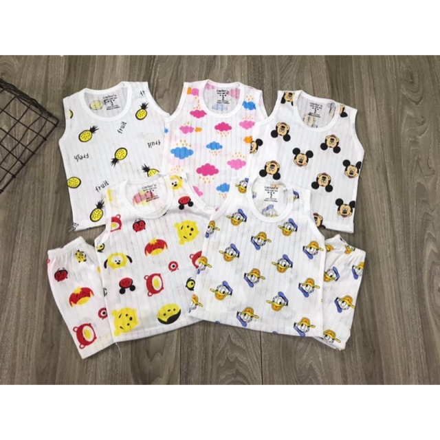 5 bộ ba lỗ cotton giấy cho bé