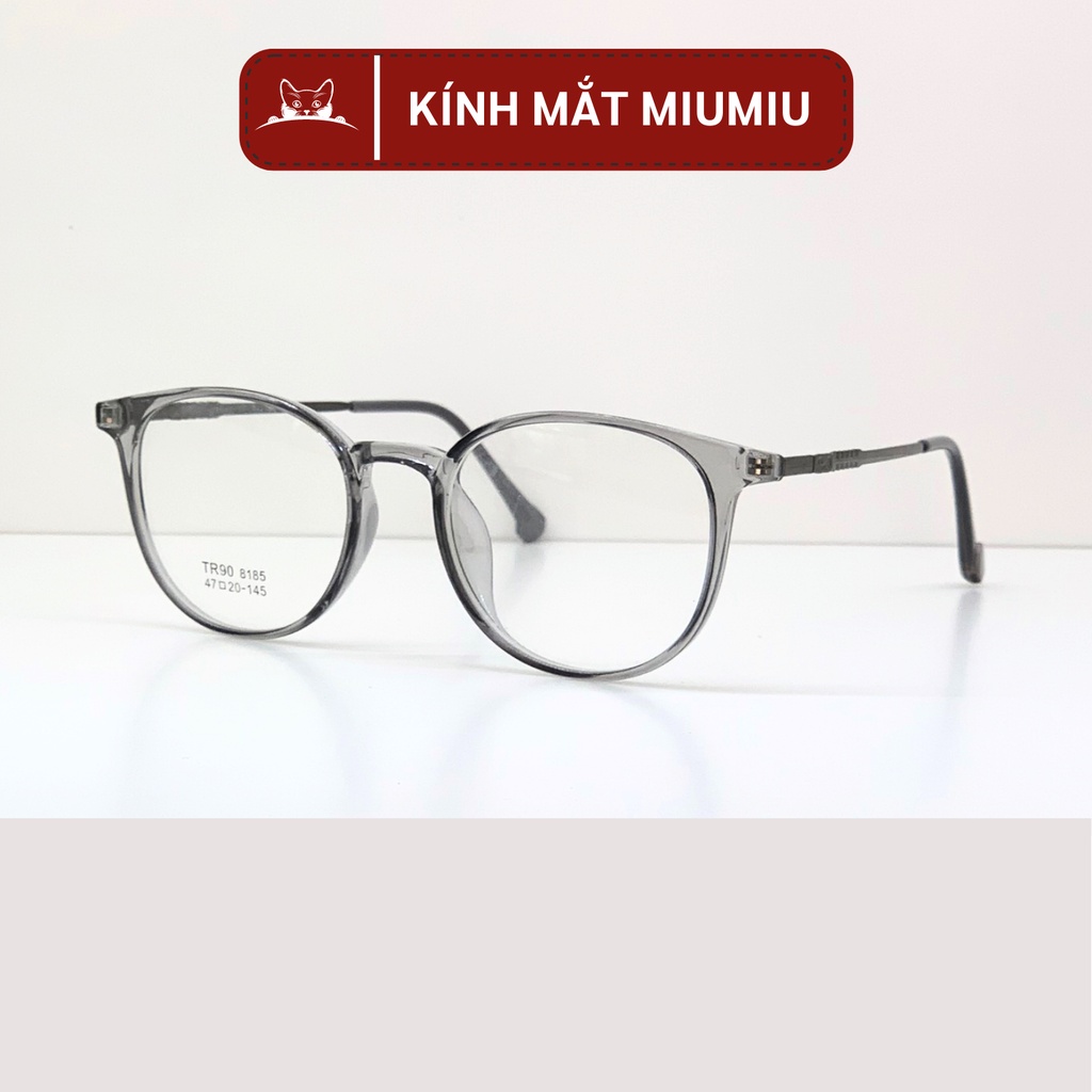 Gọng kính mắt tròn phong cách thời trang nam nữ, chất liệu nhựa dẻo kết hợp càng kim loại mảnh mã 8185