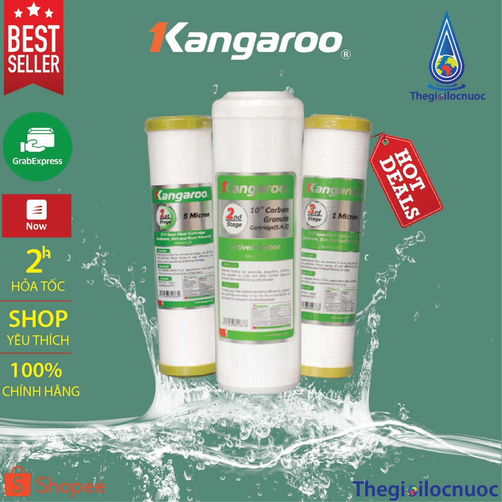 Bộ 3 Lõi Lọc Kangaroo 123 Chính Hãng