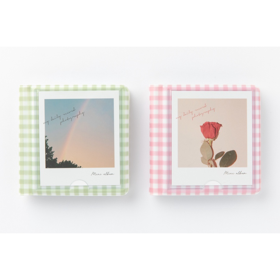 Binder Collect Book ARTBOX Hàn Quốc Đựng Ảnh Polaroid Photocard Nhãn Dán Họa Tiết Caro Xanh Mint 16 Sleeves