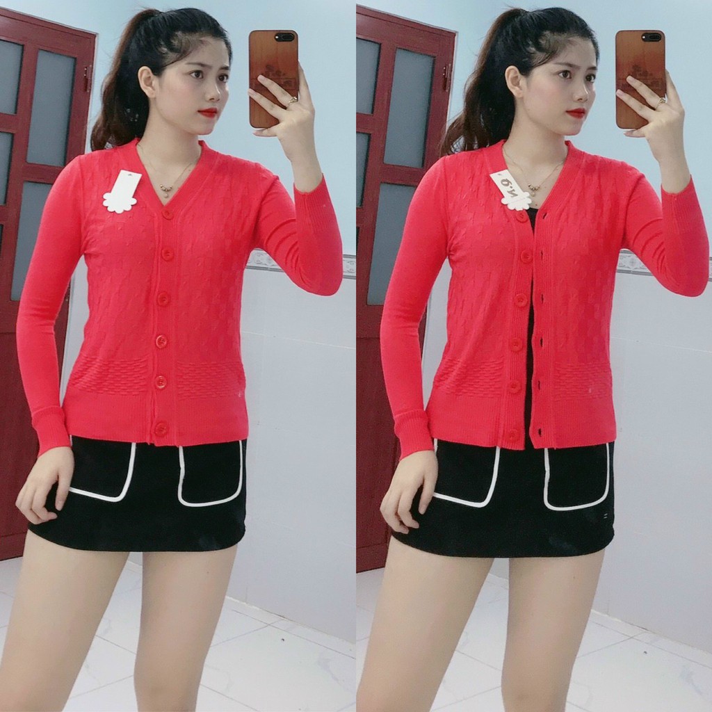 Áo khoác len cardigan nữ 6 nút tay dài nhiều màu